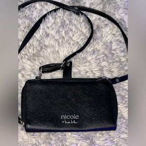 Nicole Miller Black Crossbody Bag Zip Around Wallet